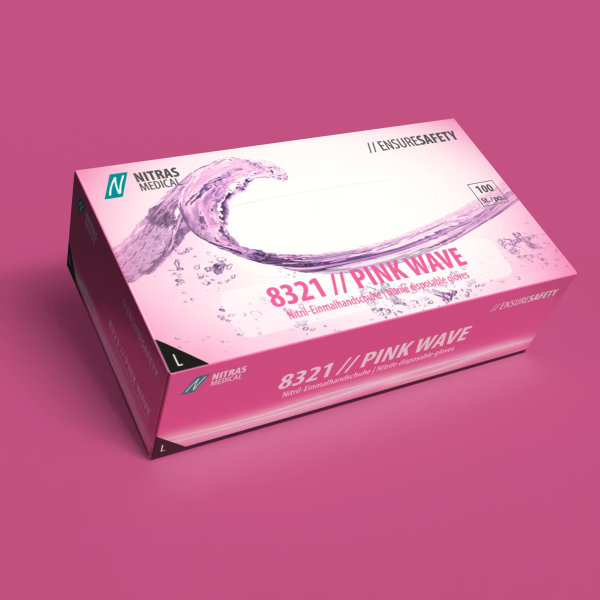 Nitras PINK Wave Nitril-Einmalhandschuhe 100Stk  -Größe wählbar-
