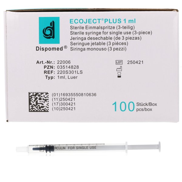 ECOJECT Plus Feindosierspritzen 1ml mit Spardorn 100Stk