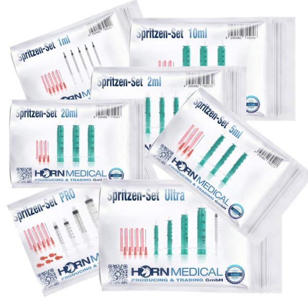 Horn Medical Spritzen-Sets mit stumpfen Kanülen   -Größe wählbar-