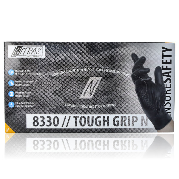 NITRAS 8330 TOUGH GRIP N Nitril-Handschuhe 50Stk schwarz Gr. M