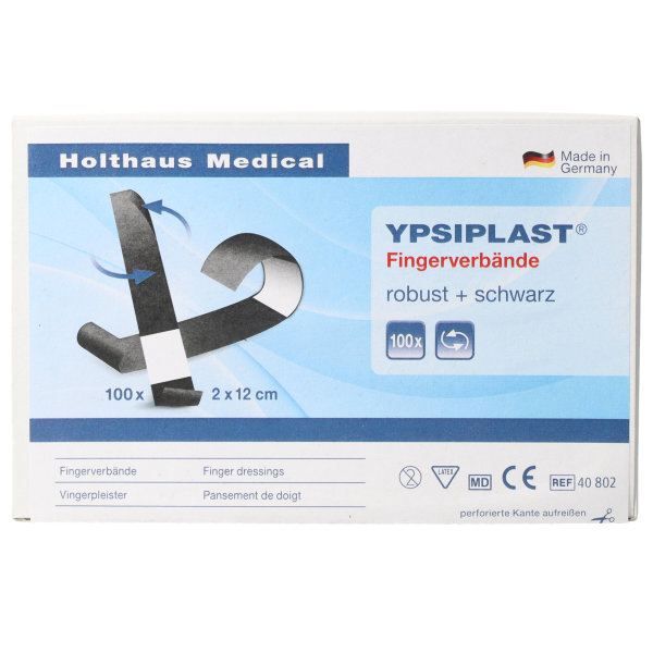 YPSIPLAST Fingerverbände robust+schwarz 2x12cm 100Stk