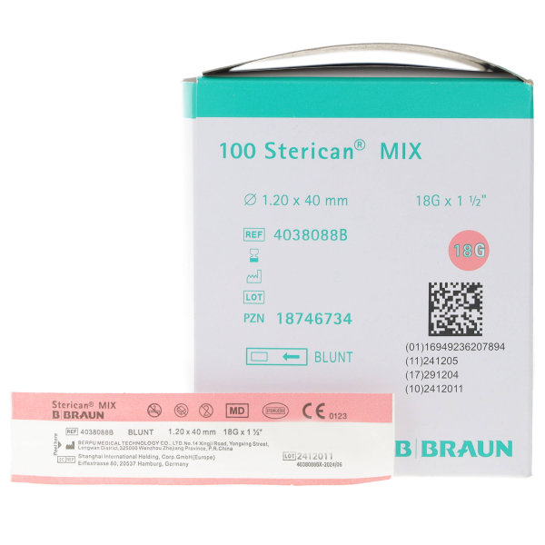 Sterican MIX stumpfe Kanülen 1,20x40mm 100Stk
