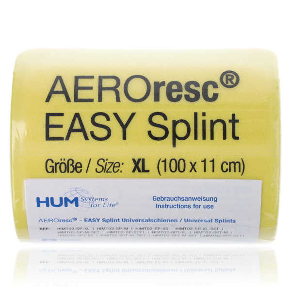 AEROresc EASY Splint Schiene XL 100x11cm gelb gerollt