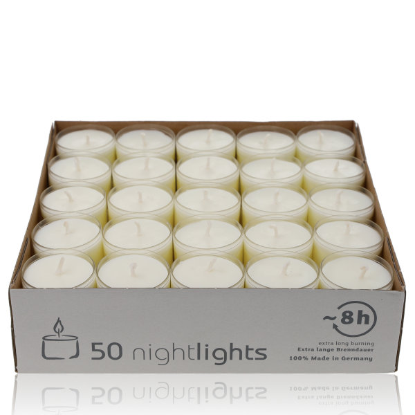 Teelichte Nightlights 8h Brenndauer 50Stk
